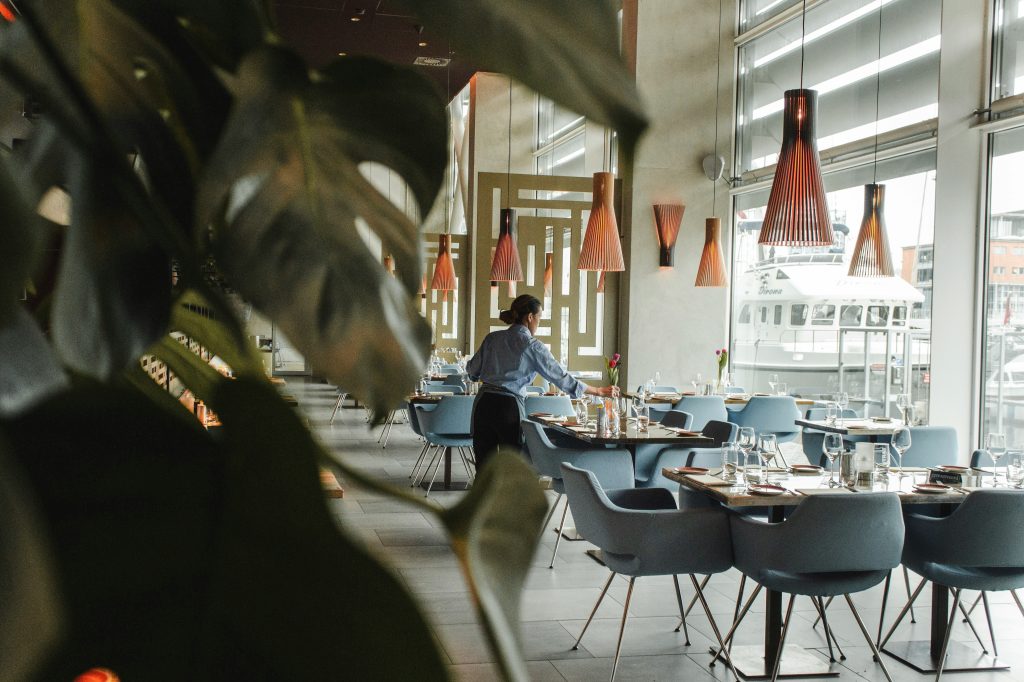 Hotel restaurant interior where hotel payments Ireland systems process group bookings and guest deposits
