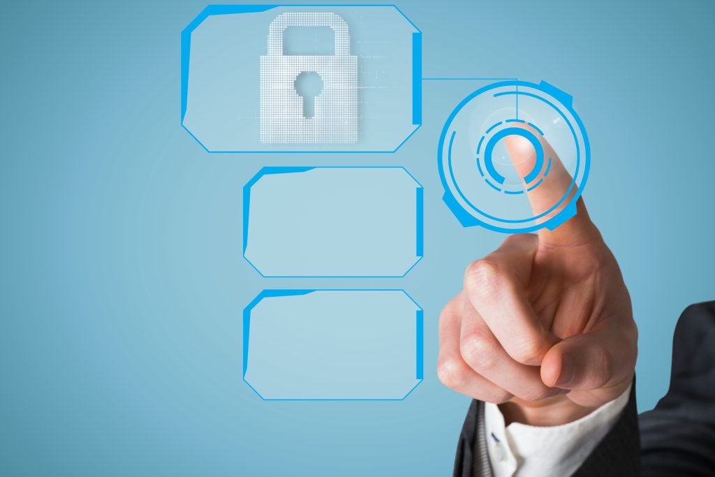 Hand pointing at padlock graphic representing SCA requirements Ireland with strong customer authentication and two-factor payment security